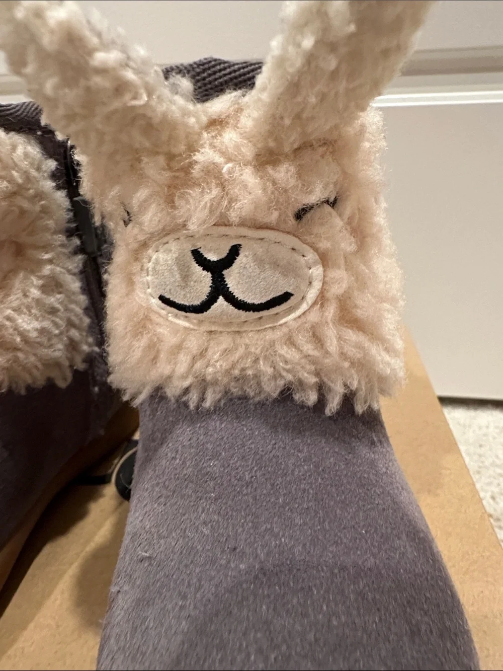 UGG Kids Llama Booties in Gray and Cream
